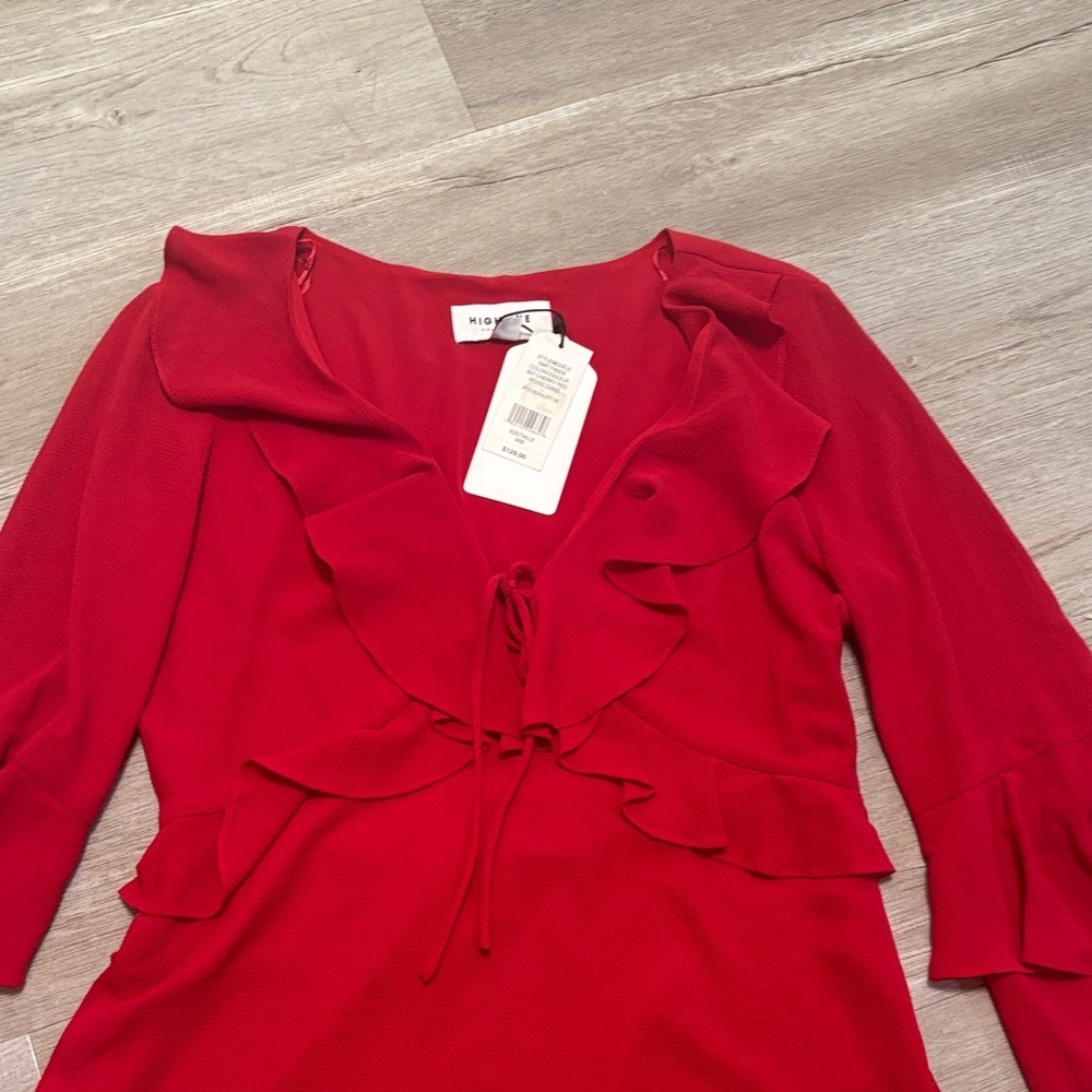 Elegant Red Long Sleeve Dress - Picture 5 of 5